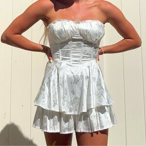 Satin white bridal romper